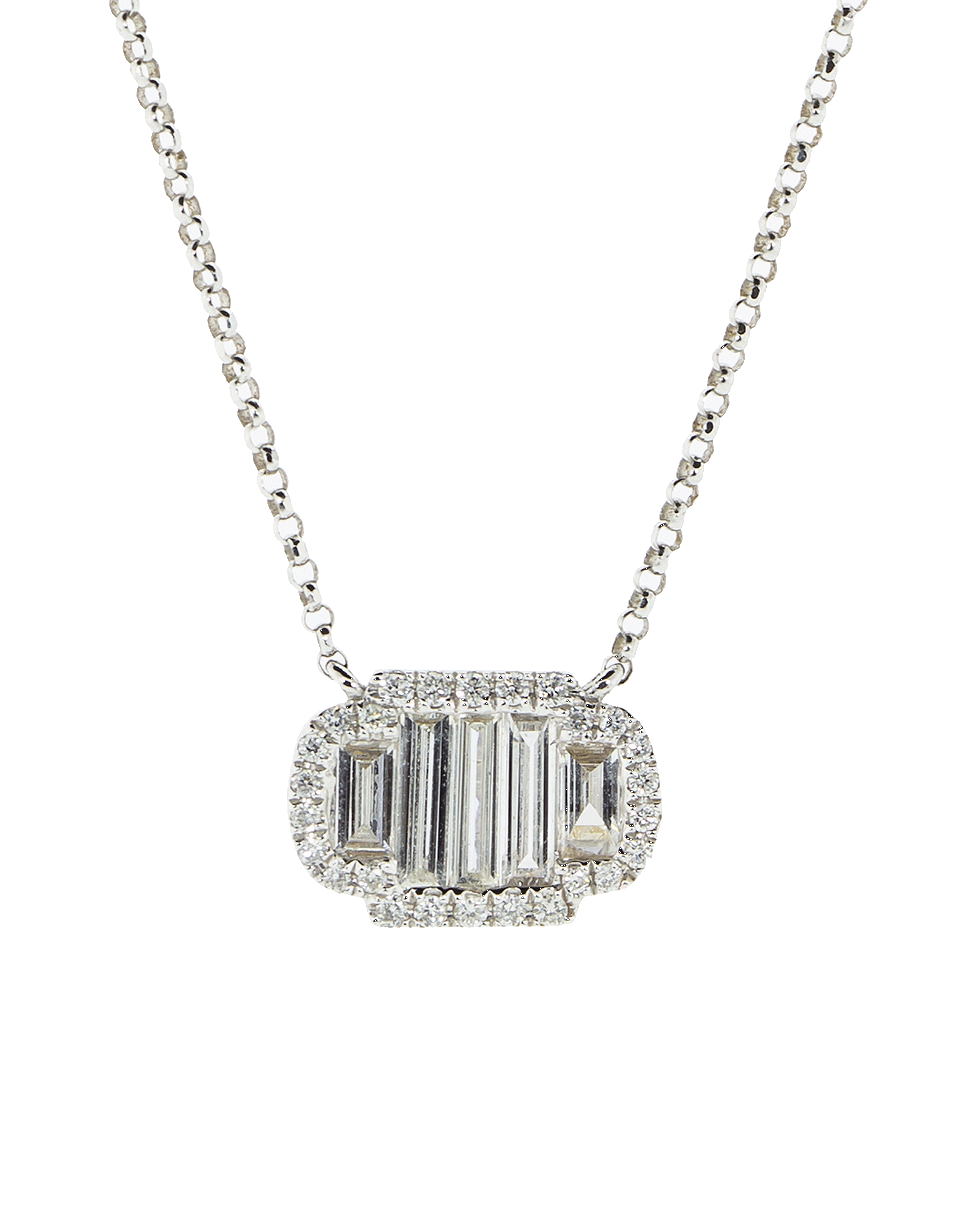 MARISSA DIAMONDS-Baguette Diamond Pendant Necklace-WHITE GOLD