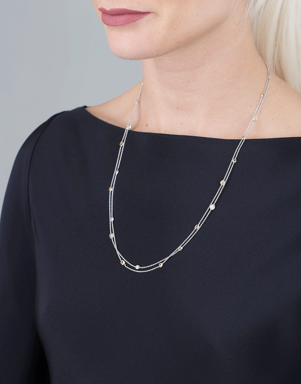 MARISSA DIAMONDS-Double Strand Diamond By The Yard Necklace-WHITE GOLD