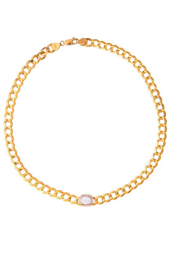 MARISSA DIAMONDS-Cuban Chain Necklace-YELLOW GOLD