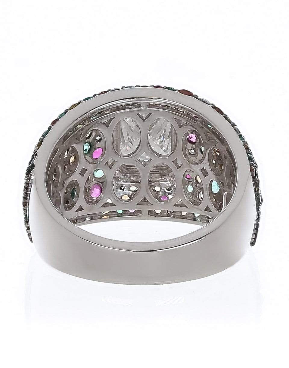 MARISSA DIAMONDS-Cushion Diamond and Multi-Sapphire Ring-WHITE GOLD