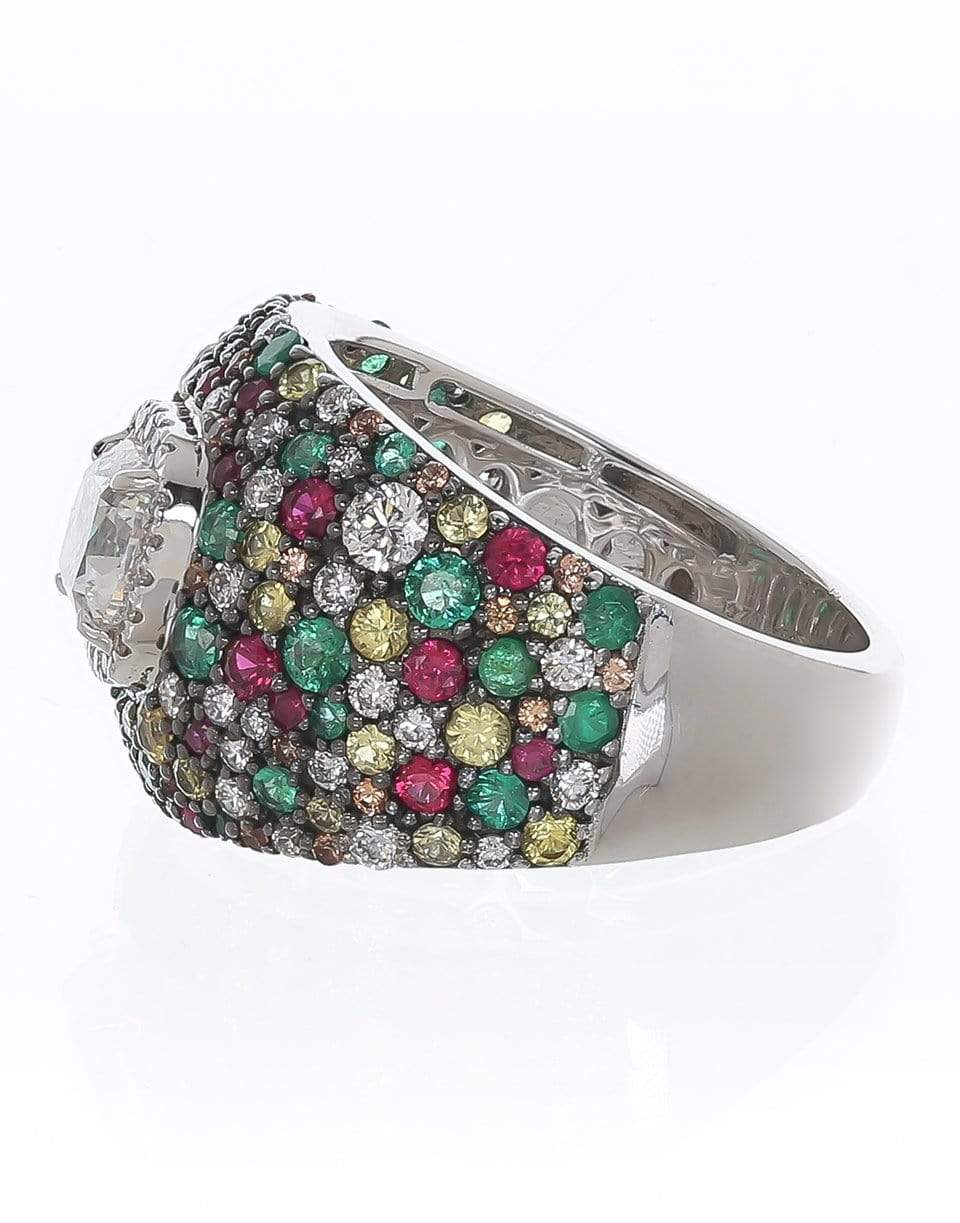 MARISSA DIAMONDS-Radiant Diamond and Multi-Sapphire Ring-WHITE GOLD