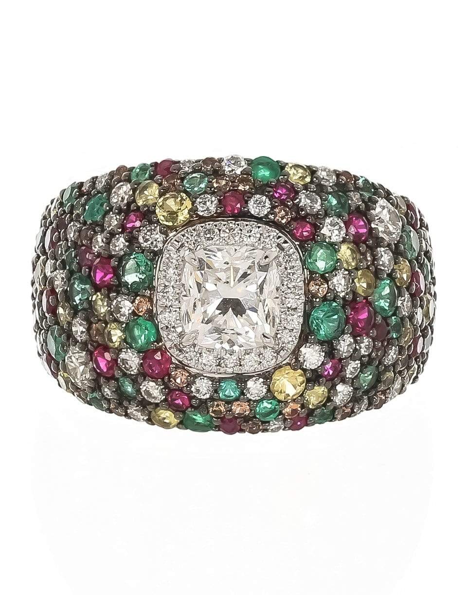 MARISSA DIAMONDS-Radiant Diamond and Multi-Sapphire Ring-WHITE GOLD