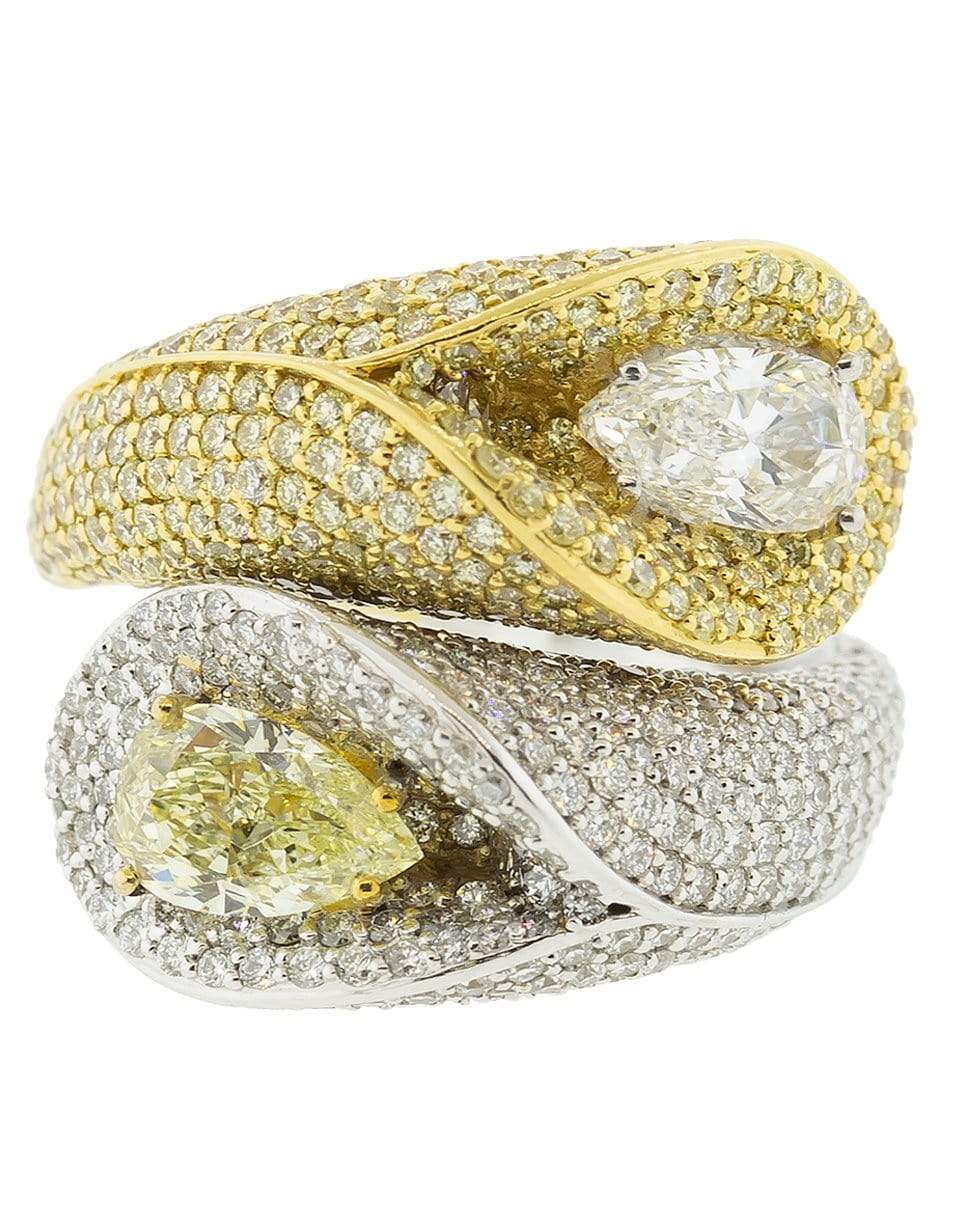 MARISSA DIAMONDS-Yellow and White Pear Diamond Ring-WHITE GOLD