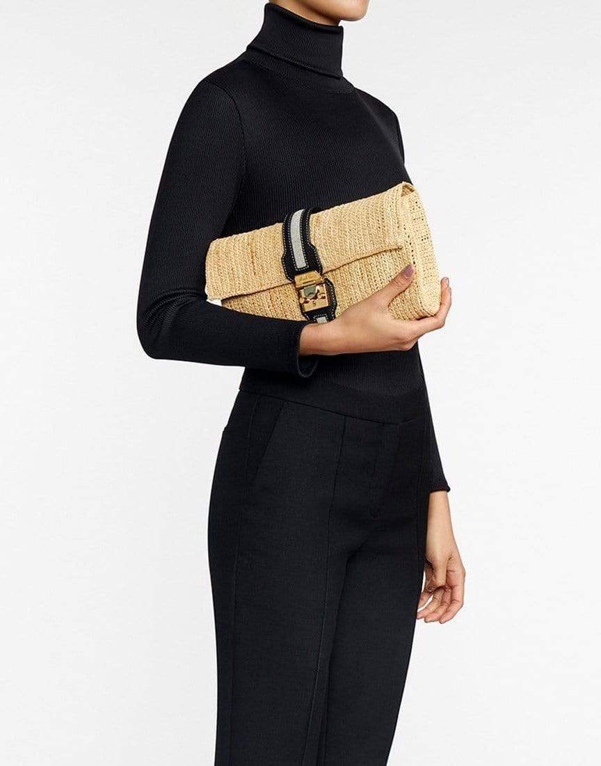 MARK CROSS-Sylvette Raffia & Leather Clutch - Black-NAT/BLK