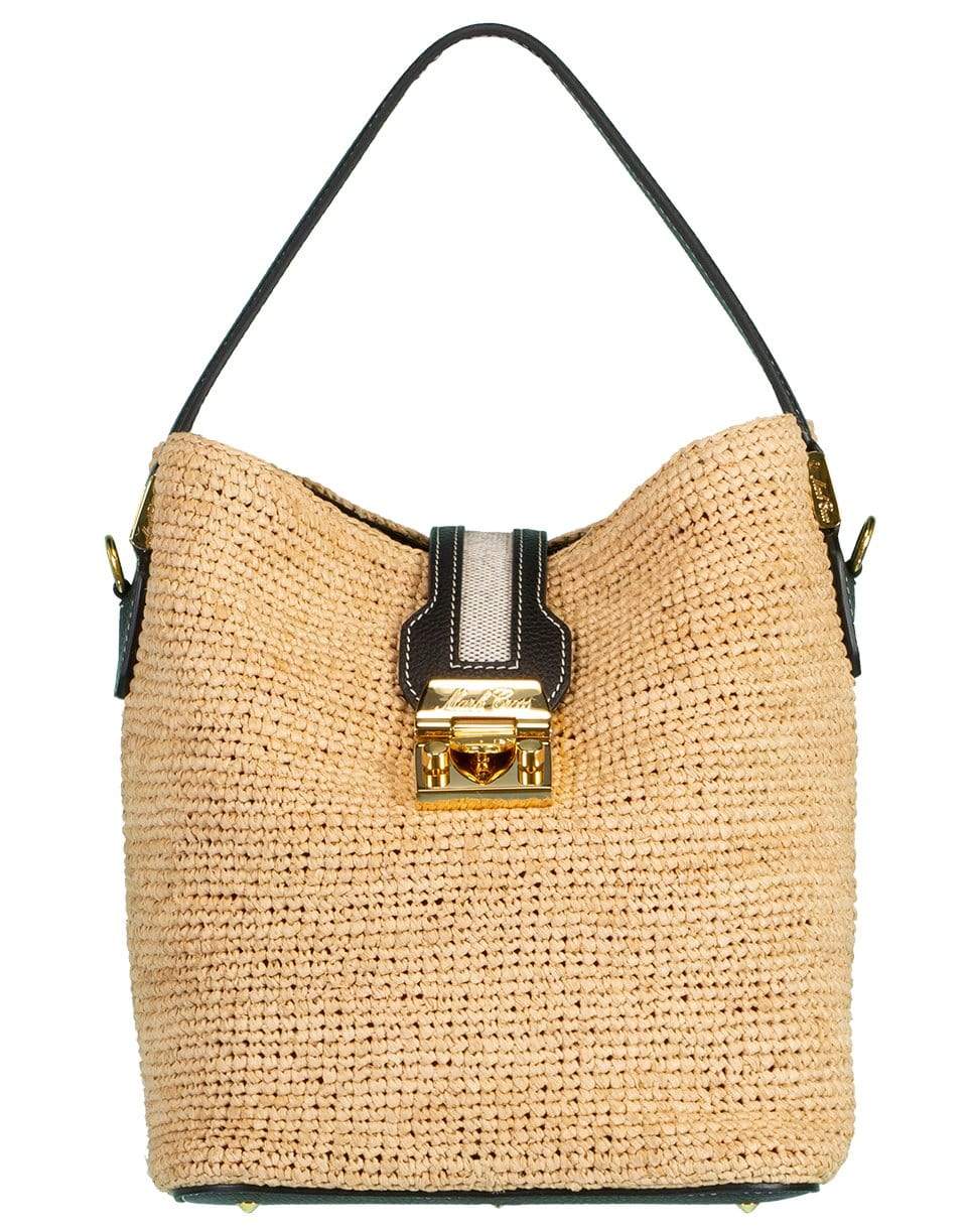 MARK CROSS-Black Murphy Raffia Bucket Bag-BLACK