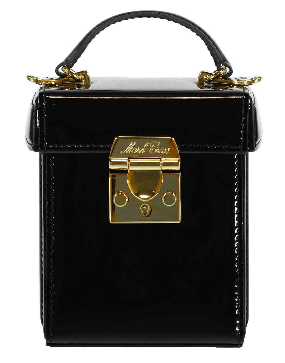 MARK CROSS-Grace Patent Leather Cube Box Bag-BLACK