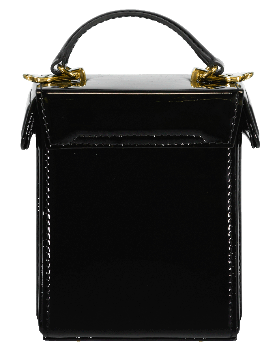 MARK CROSS-Grace Patent Leather Cube Box Bag-BLACK