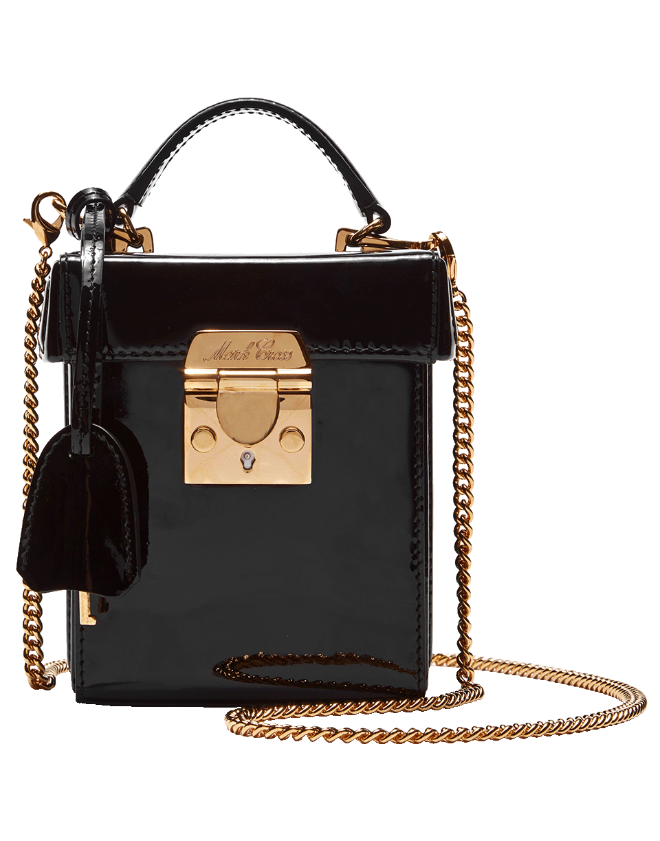 MARK CROSS-Grace Patent Leather Cube Box Bag-BLACK