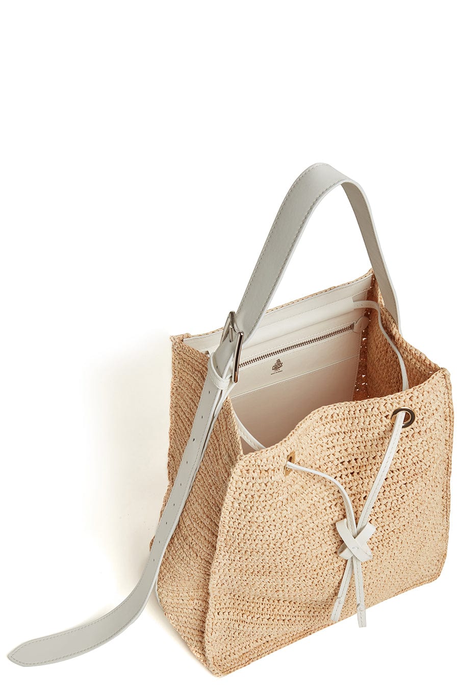 MARK CROSS-Pyramid Raffia Bucket Bag-BRIGHT WHITE