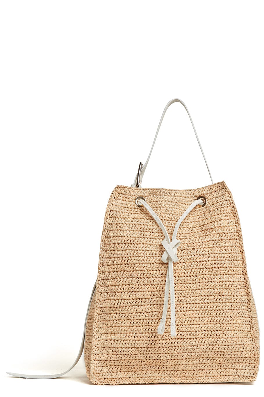 MARK CROSS-Pyramid Raffia Bucket Bag-BRIGHT WHITE