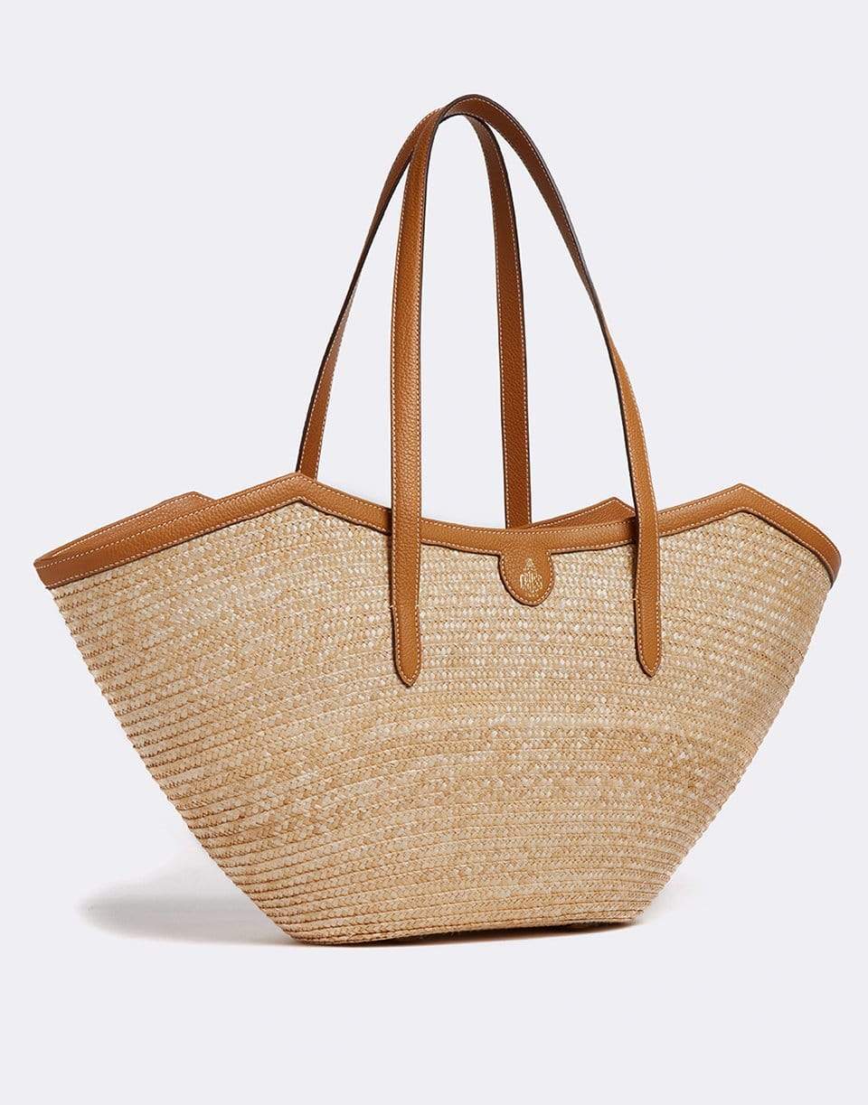 MARK CROSS-Madeline Large Straw and Leather Basket Bag-LUGGAGE