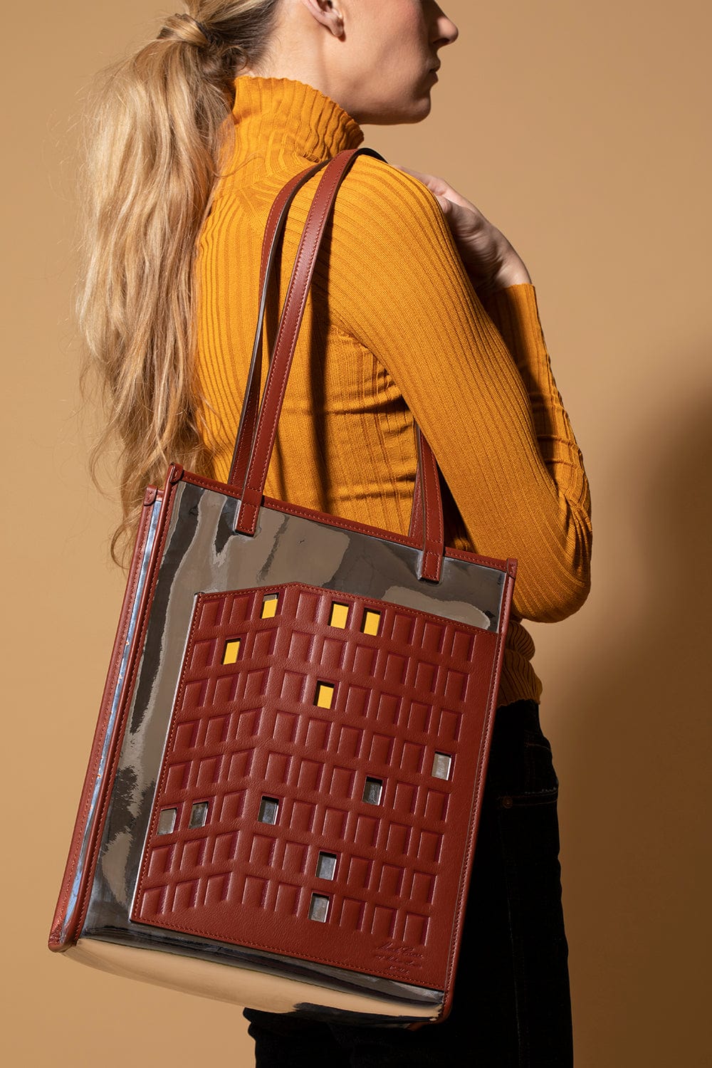 MARK CROSS-Building Tote - Mirror-MIRROR/BLACK