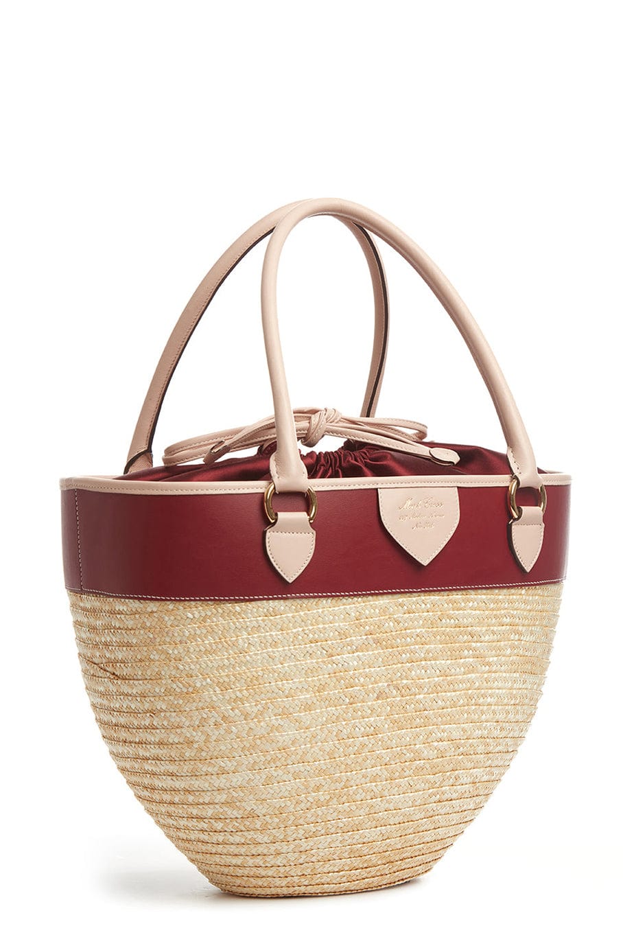 MARK CROSS-Wheatstraw Tote-NATURAL/BURGUNDY