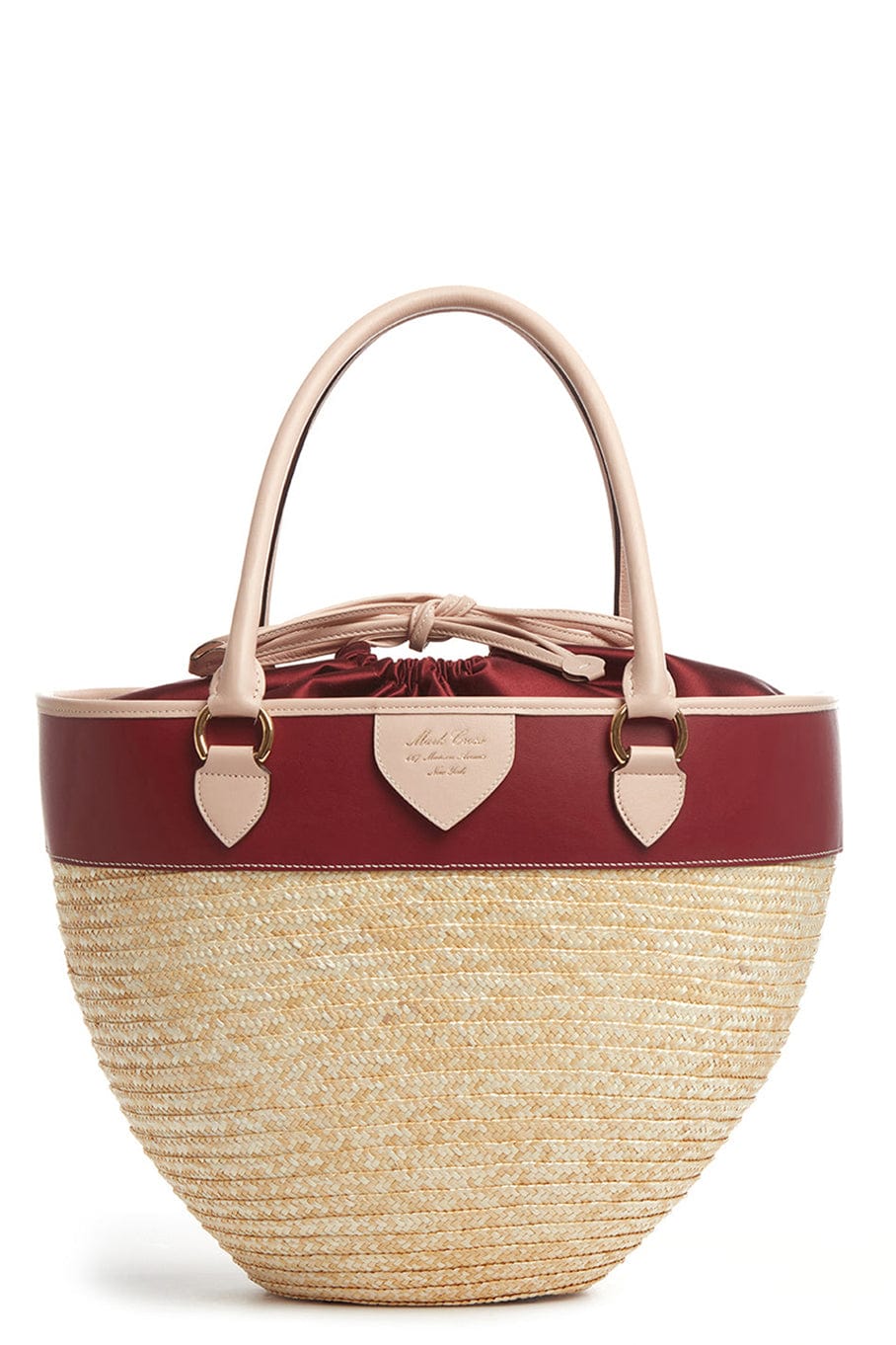 MARK CROSS-Wheatstraw Tote-NATURAL/BURGUNDY
