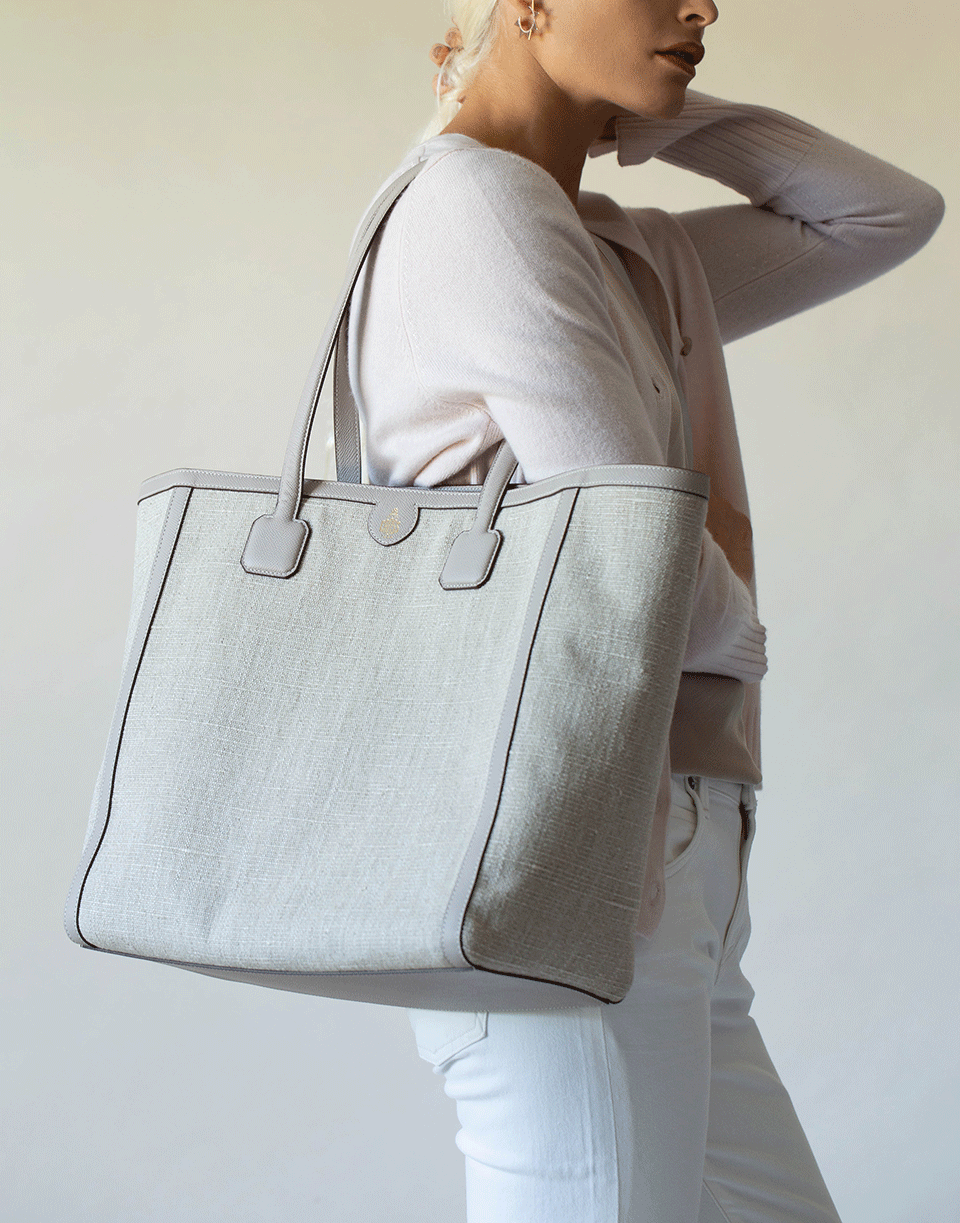 MARK CROSS-Antibes Washed Linen Tote-TAUPE