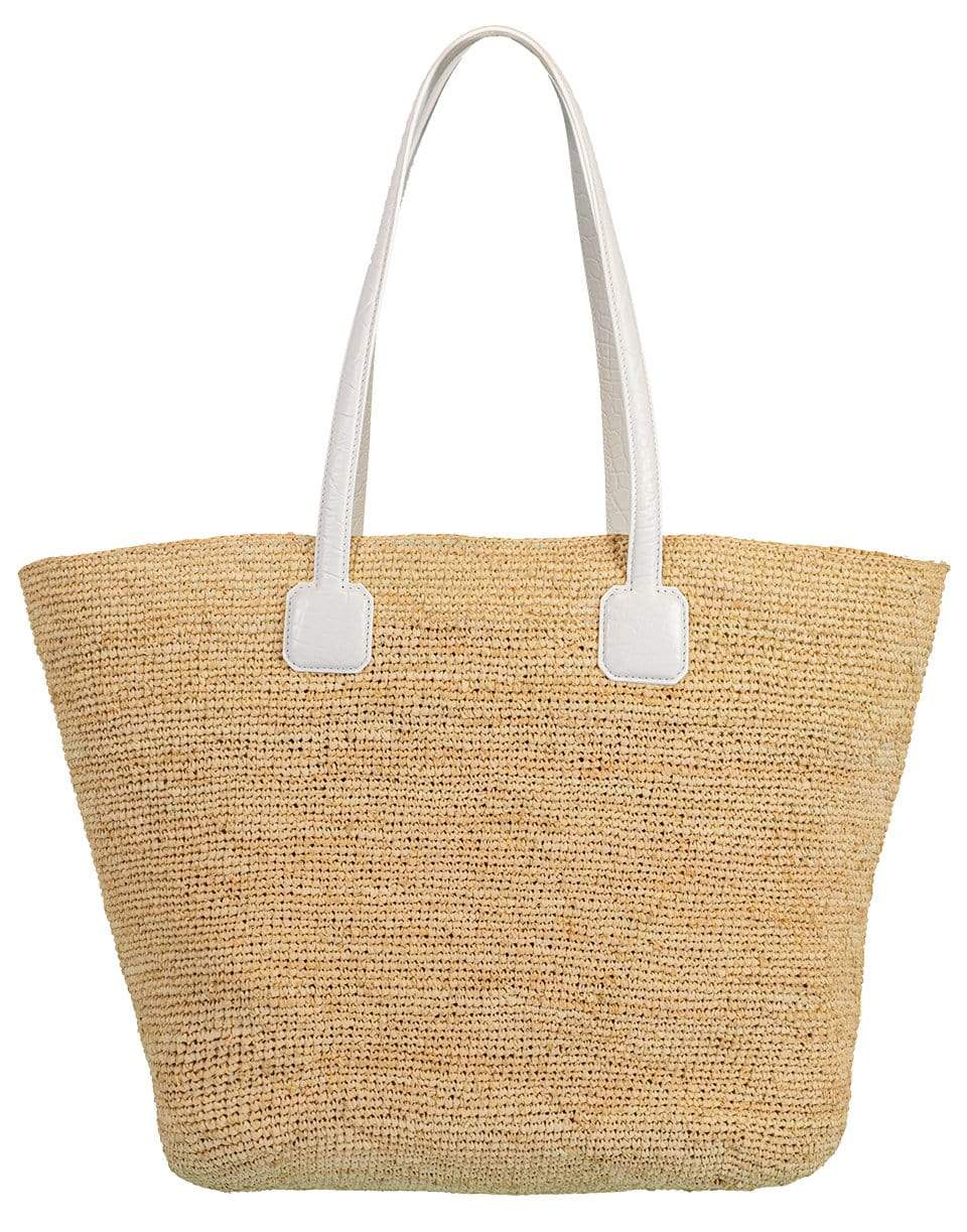 MARK CROSS-Côte d'Azur Raffia & Leather Tote Bag-WHITE