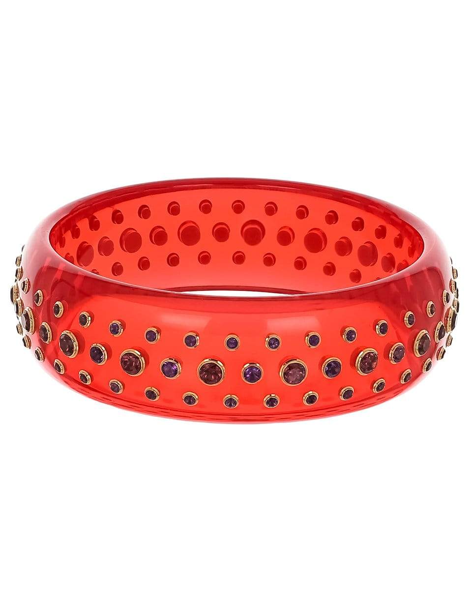 MARK DAVIS-Amethyst and Garnet Red Bakelite Bangle-YELLOW GOLD