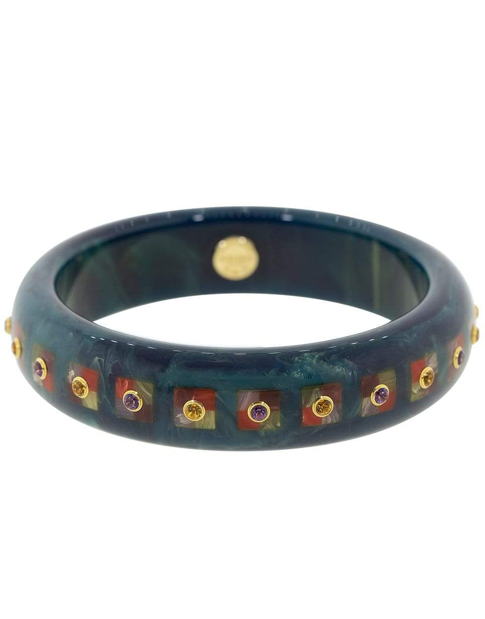 MARK DAVIS-Amethyst Blue and Burgundy Bakelite Bangle-YELLOW GOLD