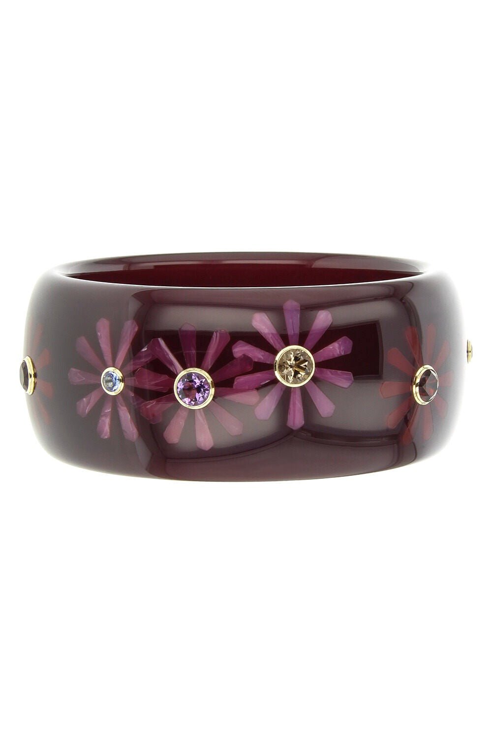 MARK DAVIS-Amethyst Burgundy Bakelite Bangle-YELLOW GOLD