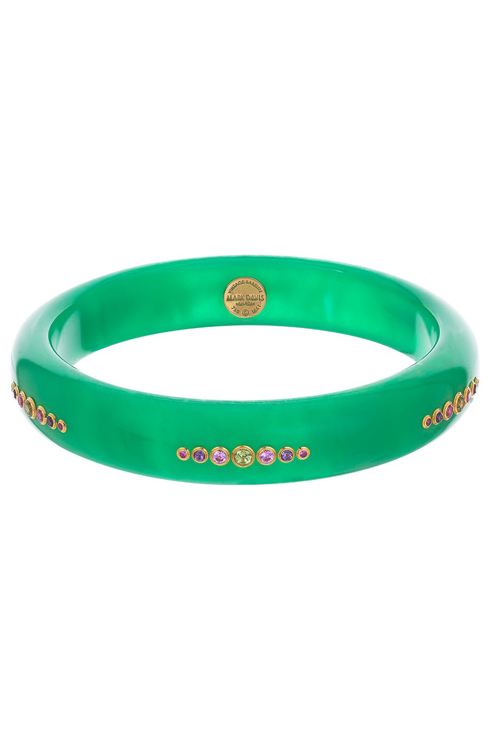 MARK DAVIS-Amethyst Peridot Green Bakelite Bangle-YELLOW GOLD