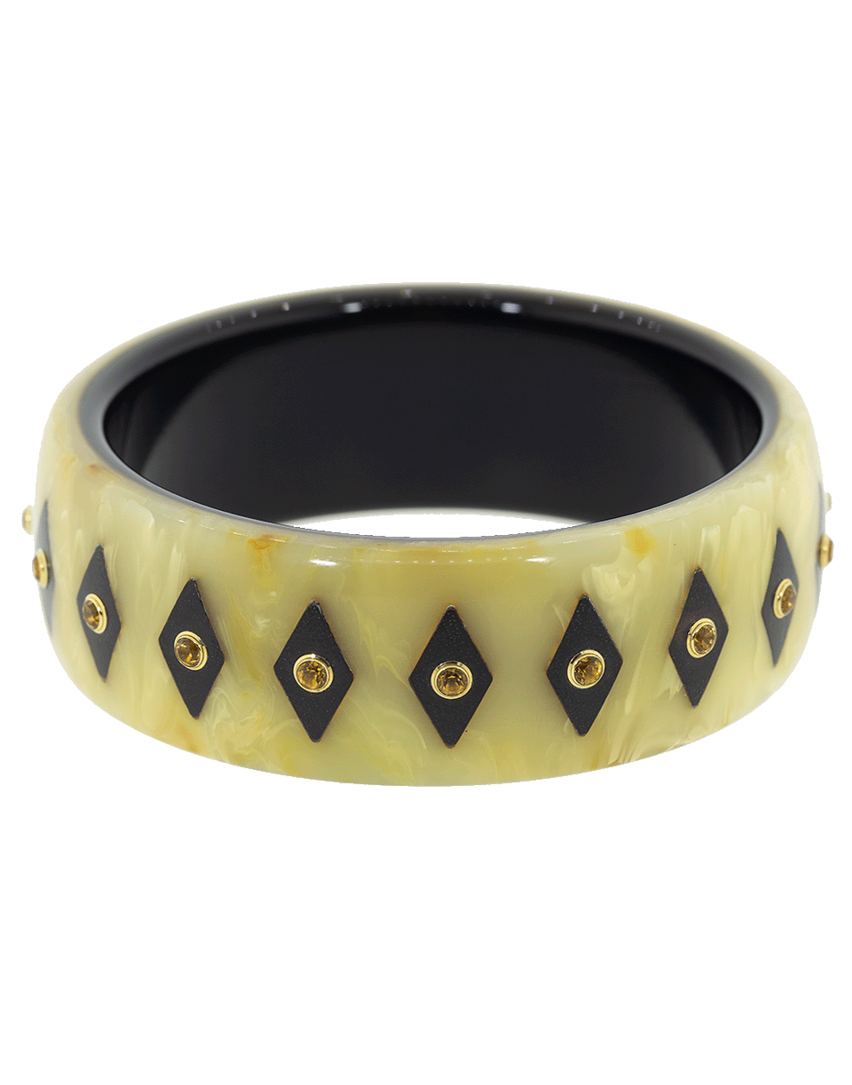 MARK DAVIS-Beige and Black Citrine Bakelite Bangle-YELLOW GOLD