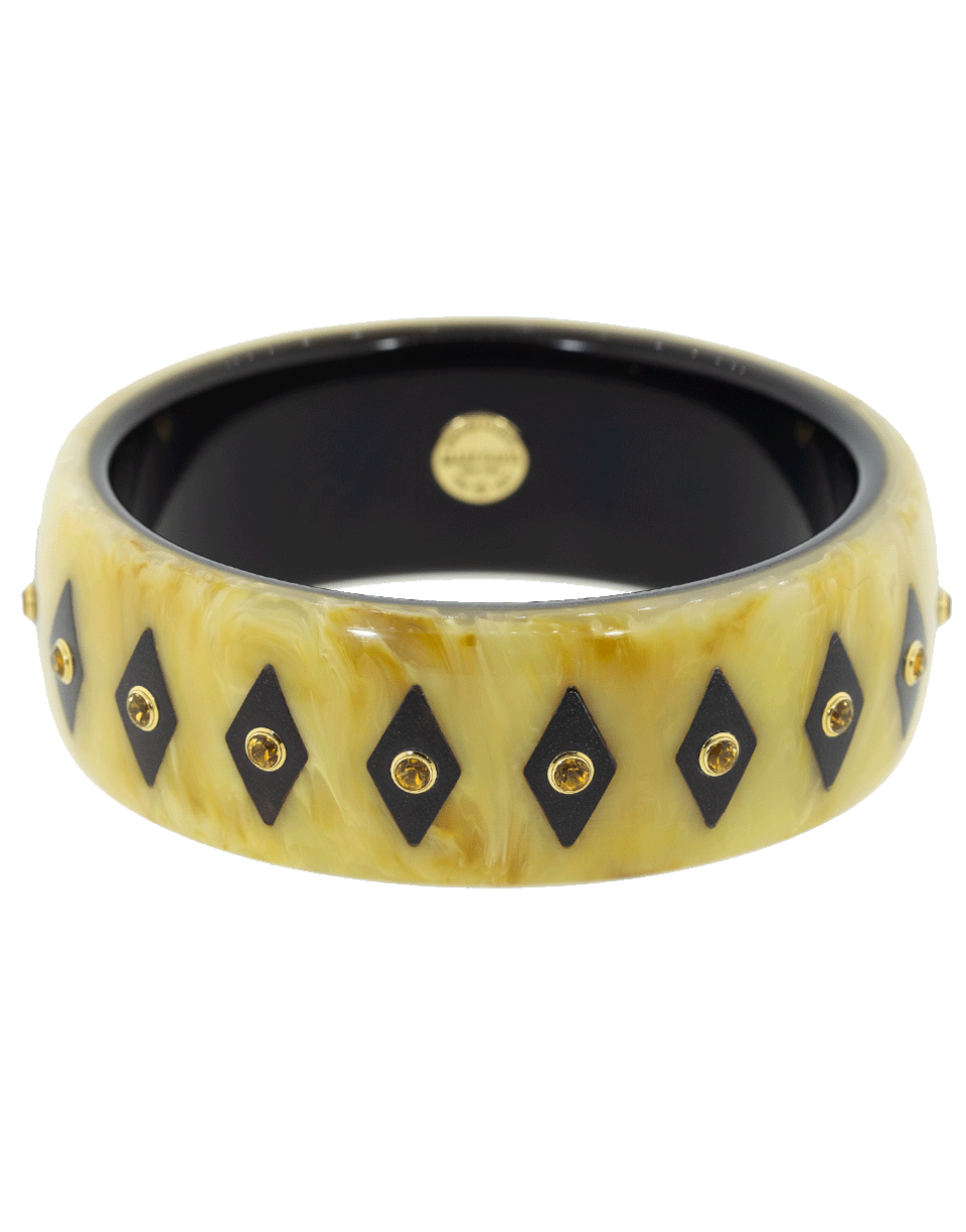 MARK DAVIS-Beige and Black Citrine Bakelite Bangle-YELLOW GOLD