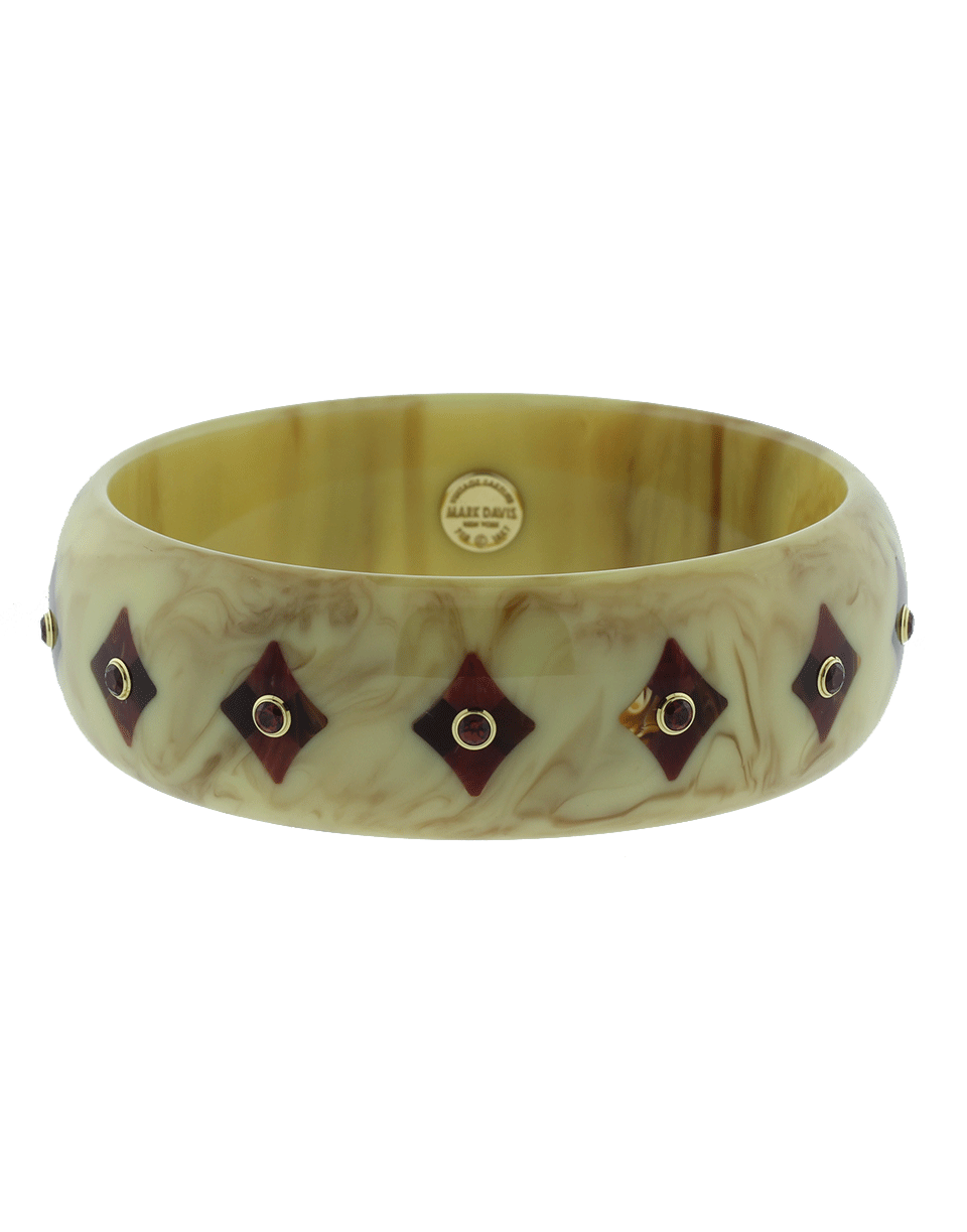 MARK DAVIS-Beige Brown And Red Bakelite Bangle-YELLOW GOLD