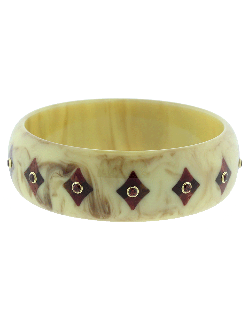 MARK DAVIS-Beige Brown And Red Bakelite Bangle-YELLOW GOLD