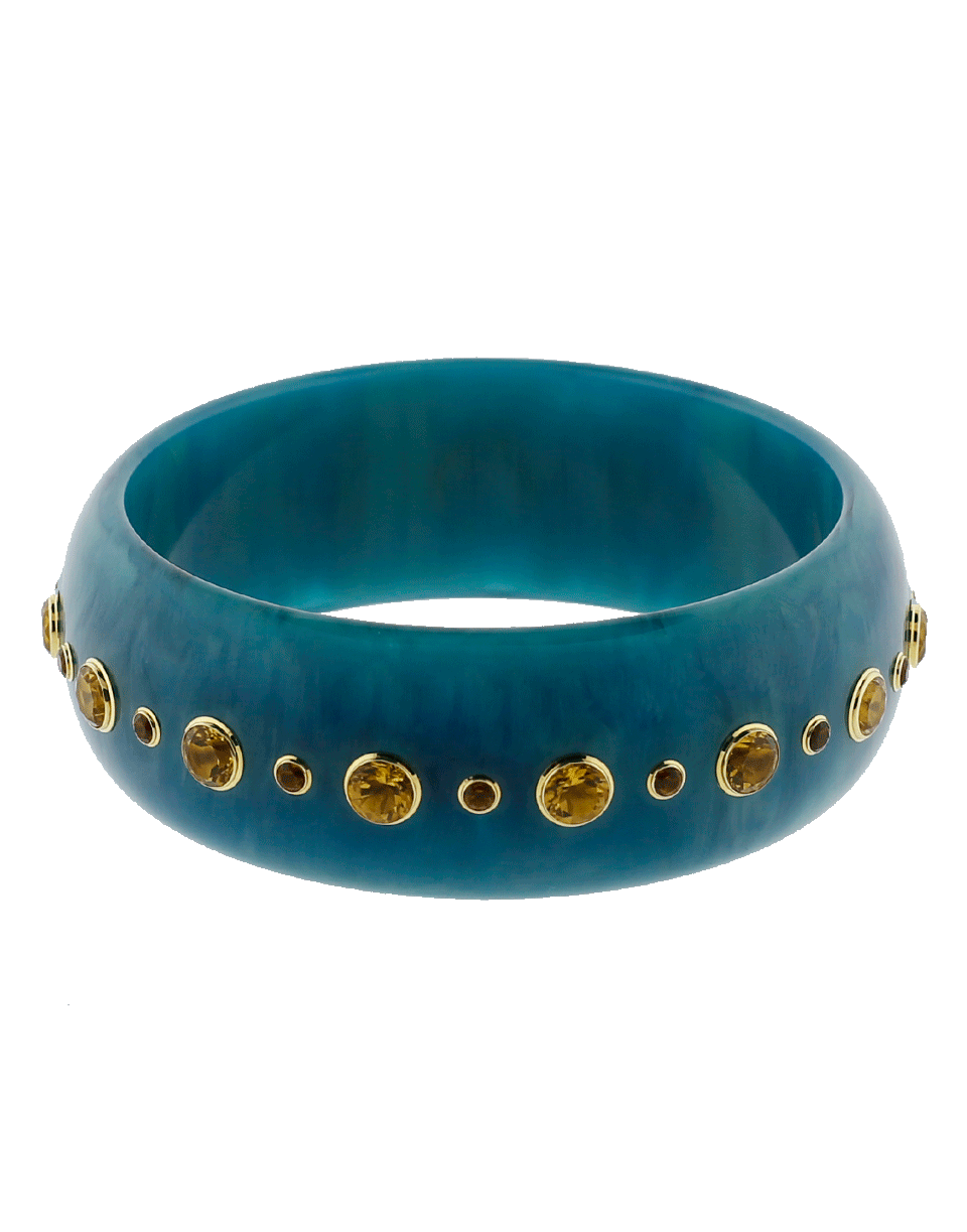MARK DAVIS-Blue Bakelite Bangle-YELLOW GOLD