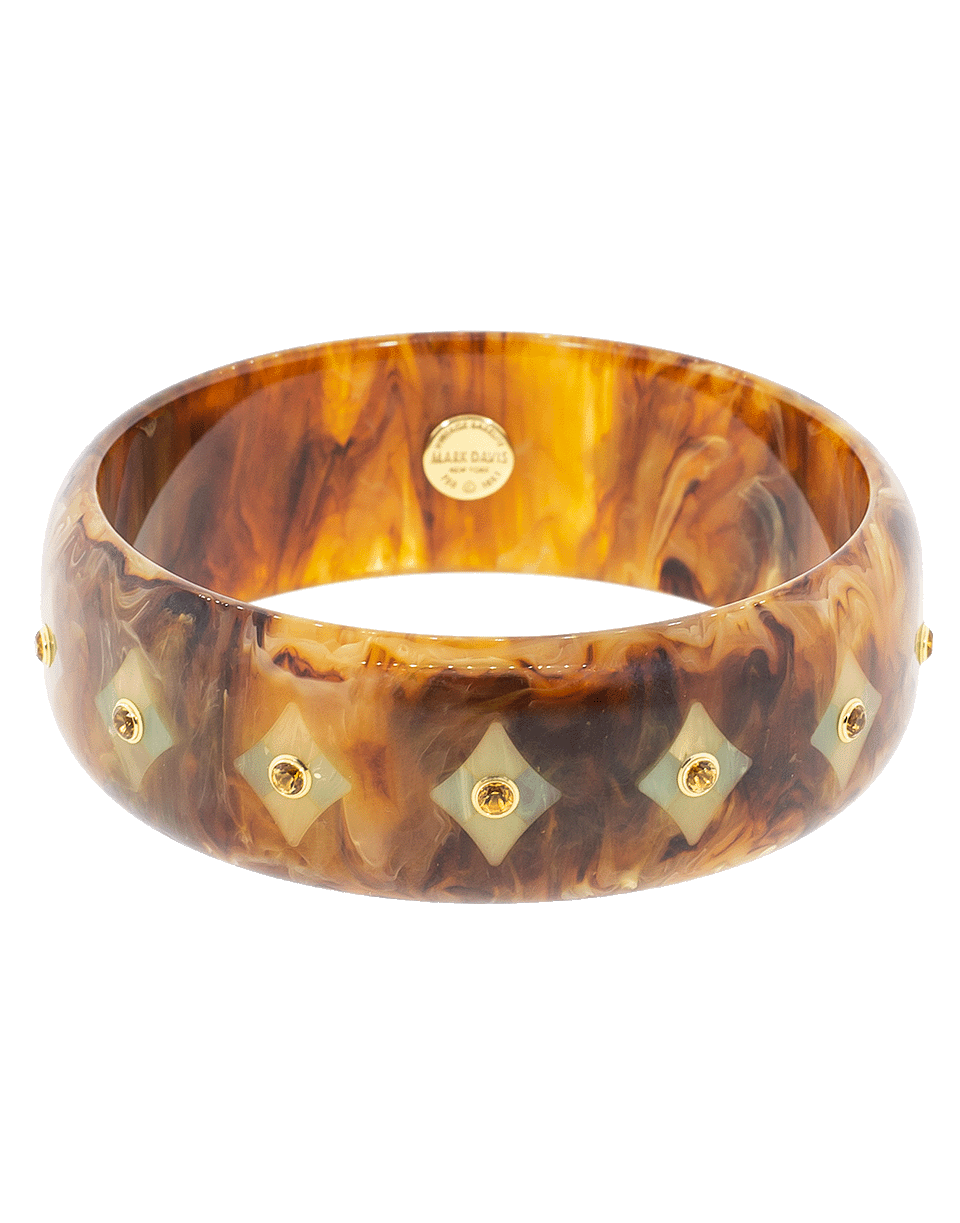 MARK DAVIS-Brown and Blue Bakelite Bangle-YELLOW GOLD