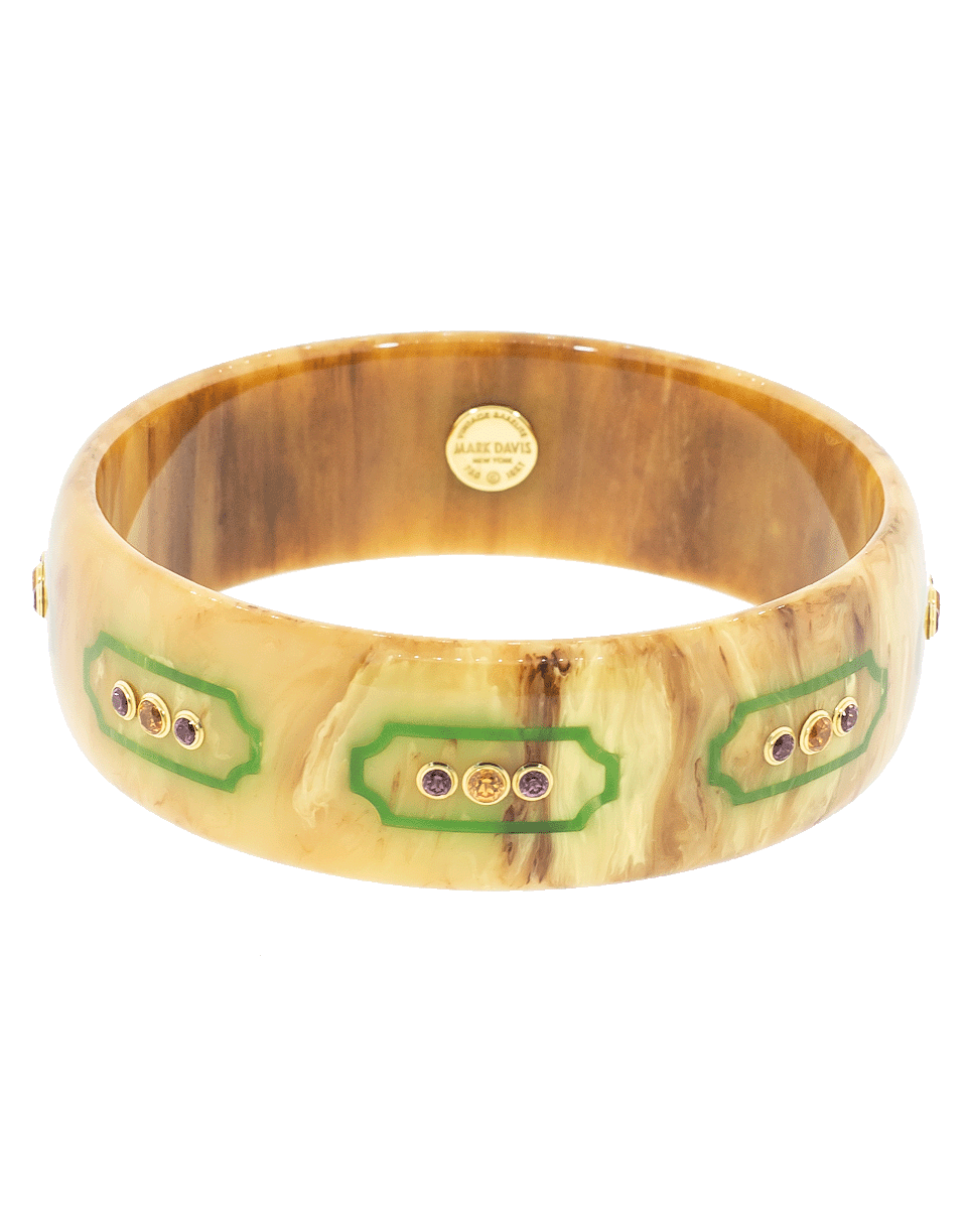 MARK DAVIS-Brown and Green Bakelite Bangle-YELLOW GOLD