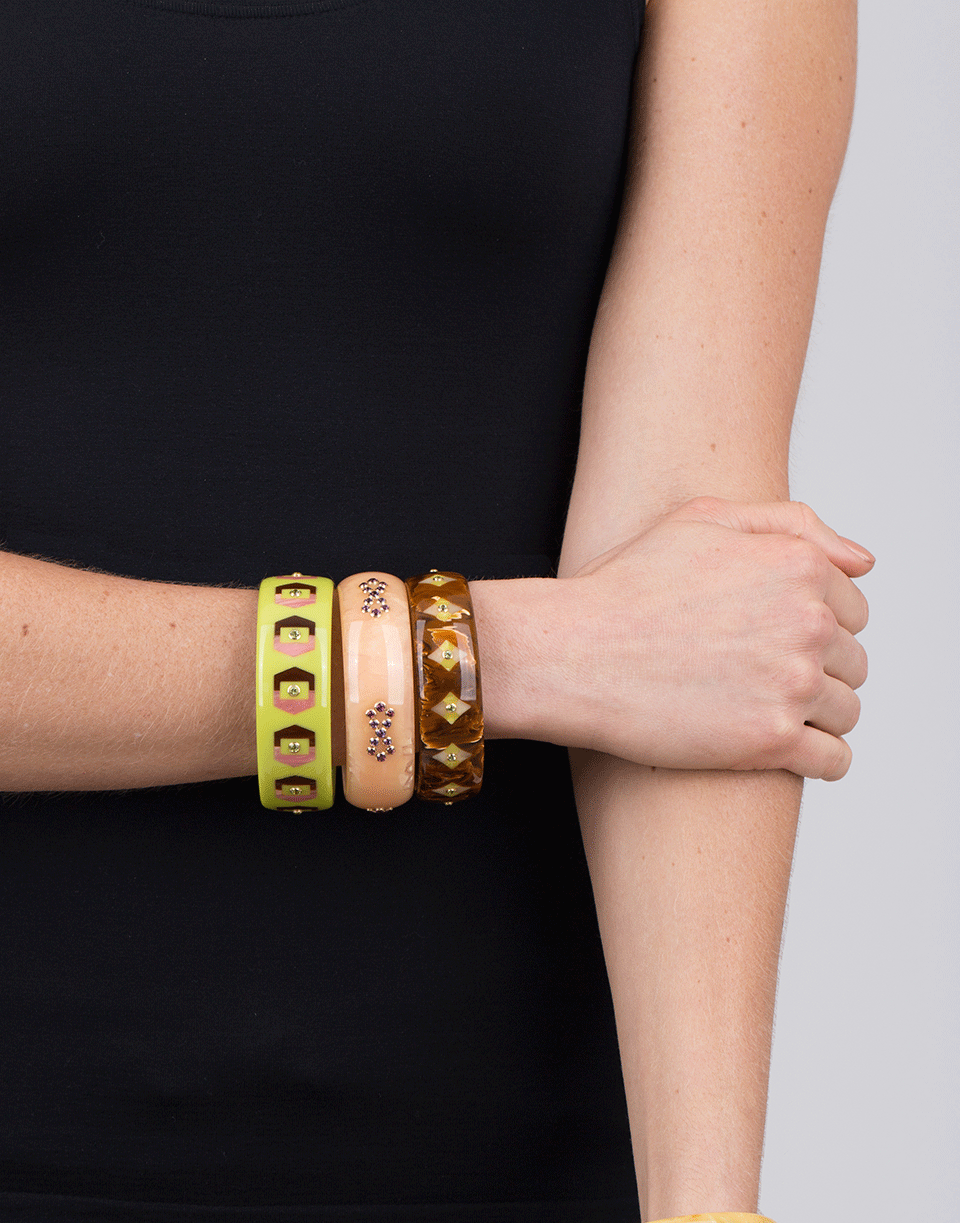 MARK DAVIS-Brown And Yellow Bakelite Bangle-YELLOW GOLD