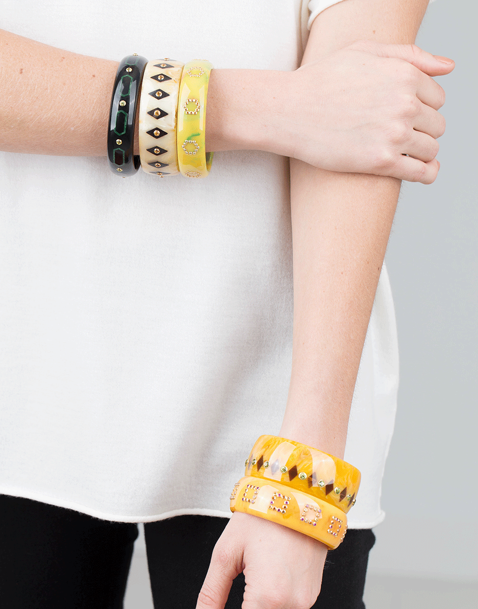 MARK DAVIS-Brown Bakelite Bangle-YELLOW GOLD
