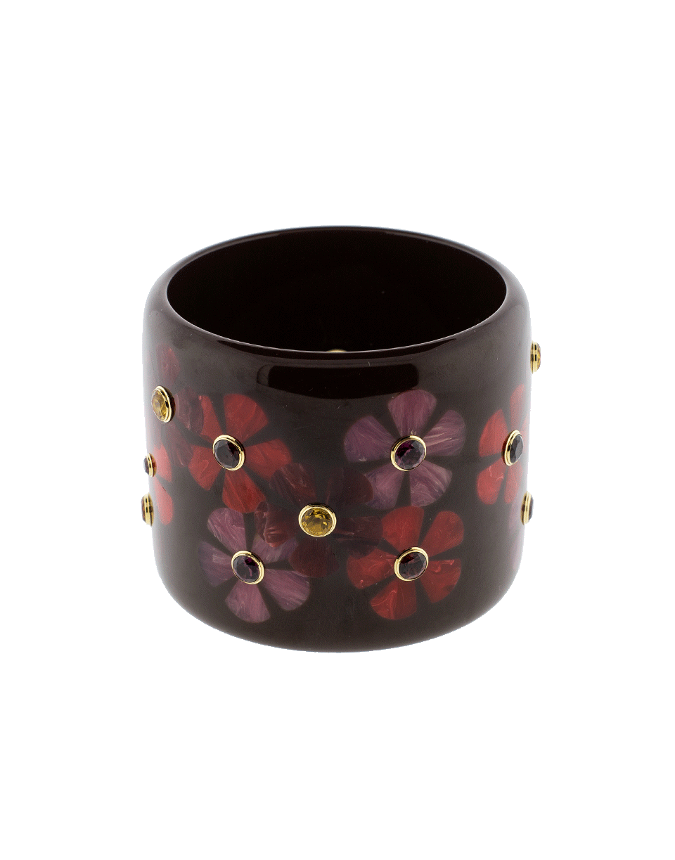 MARK DAVIS-Burgundy Brown And Red Bakelite Bangle-YELLOW GOLD