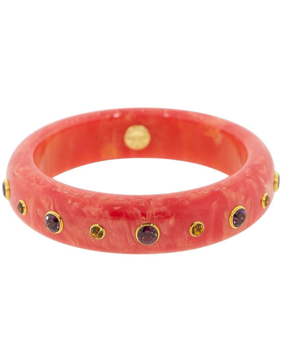 MARK DAVIS-Citrine and Garnet Pink Bakelite Bangle-YELLOW GOLD
