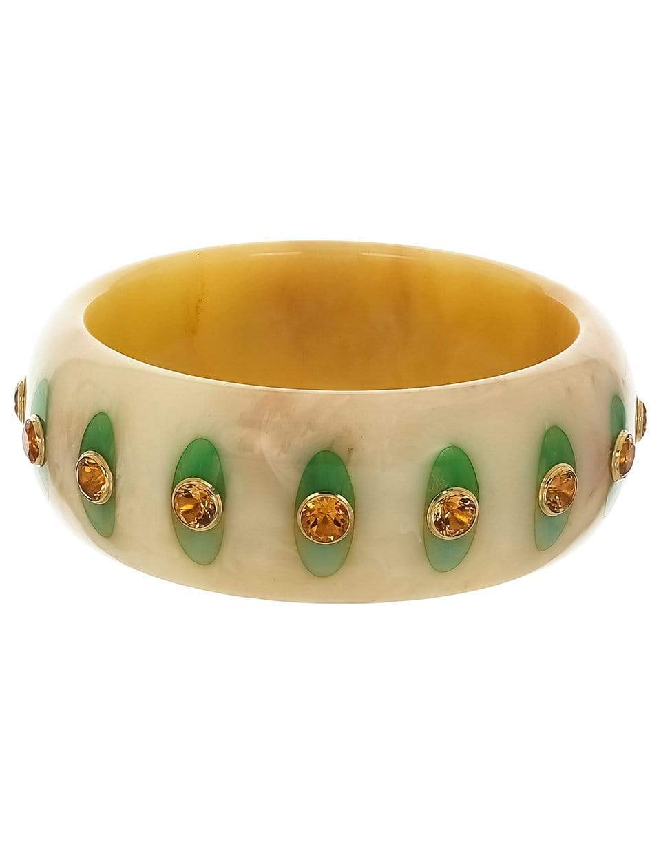MARK DAVIS-Citrine Beige Bakelite Bangle-YELLOW GOLD