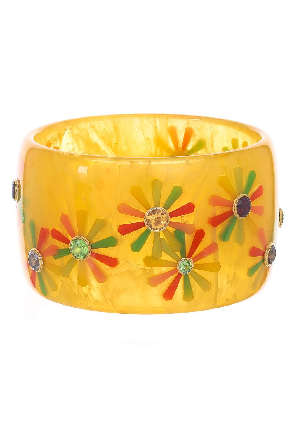 MARK DAVIS-Citrine Flower Yellow Bakelite Bangle-YELLOW GOLD