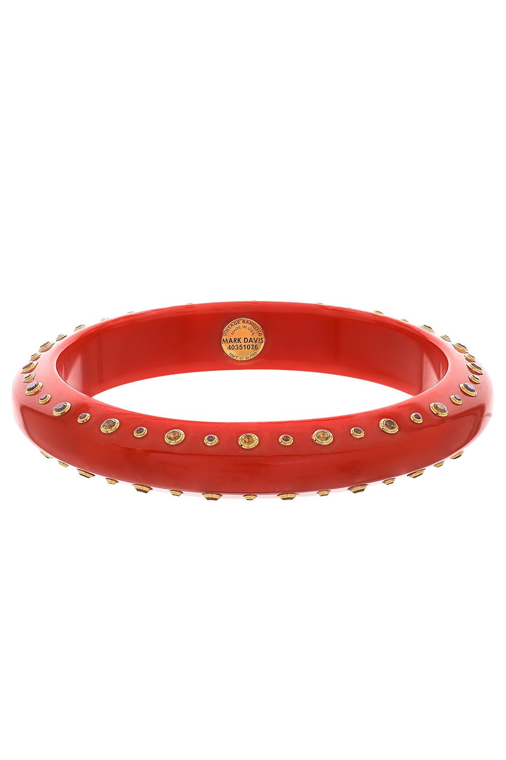 MARK DAVIS-Citrine Garnet Orange Bakelite Bangle-YELLOW GOLD