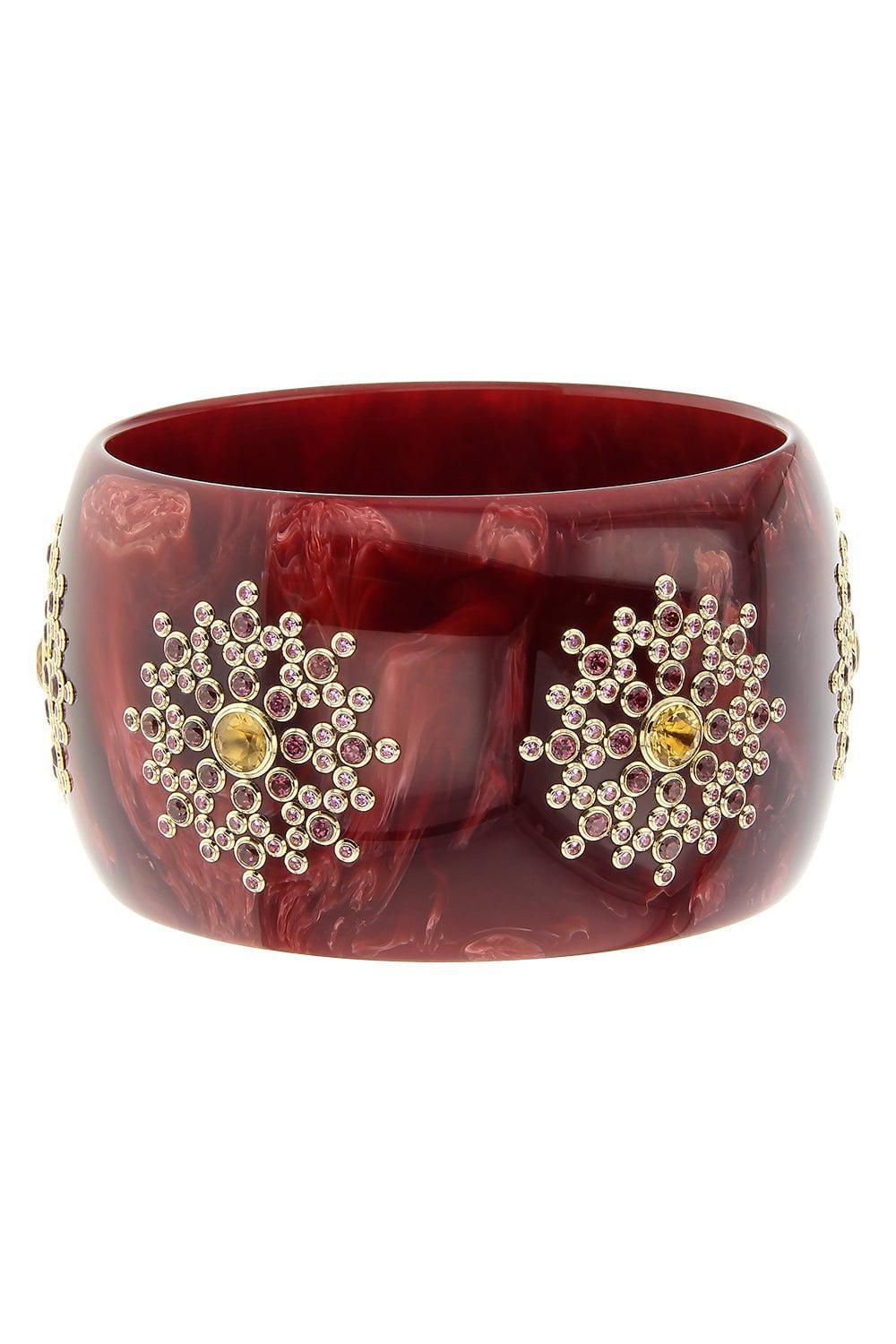 MARK DAVIS-Citrine Garnet Red Bakelite Bangle-YELLOW GOLD