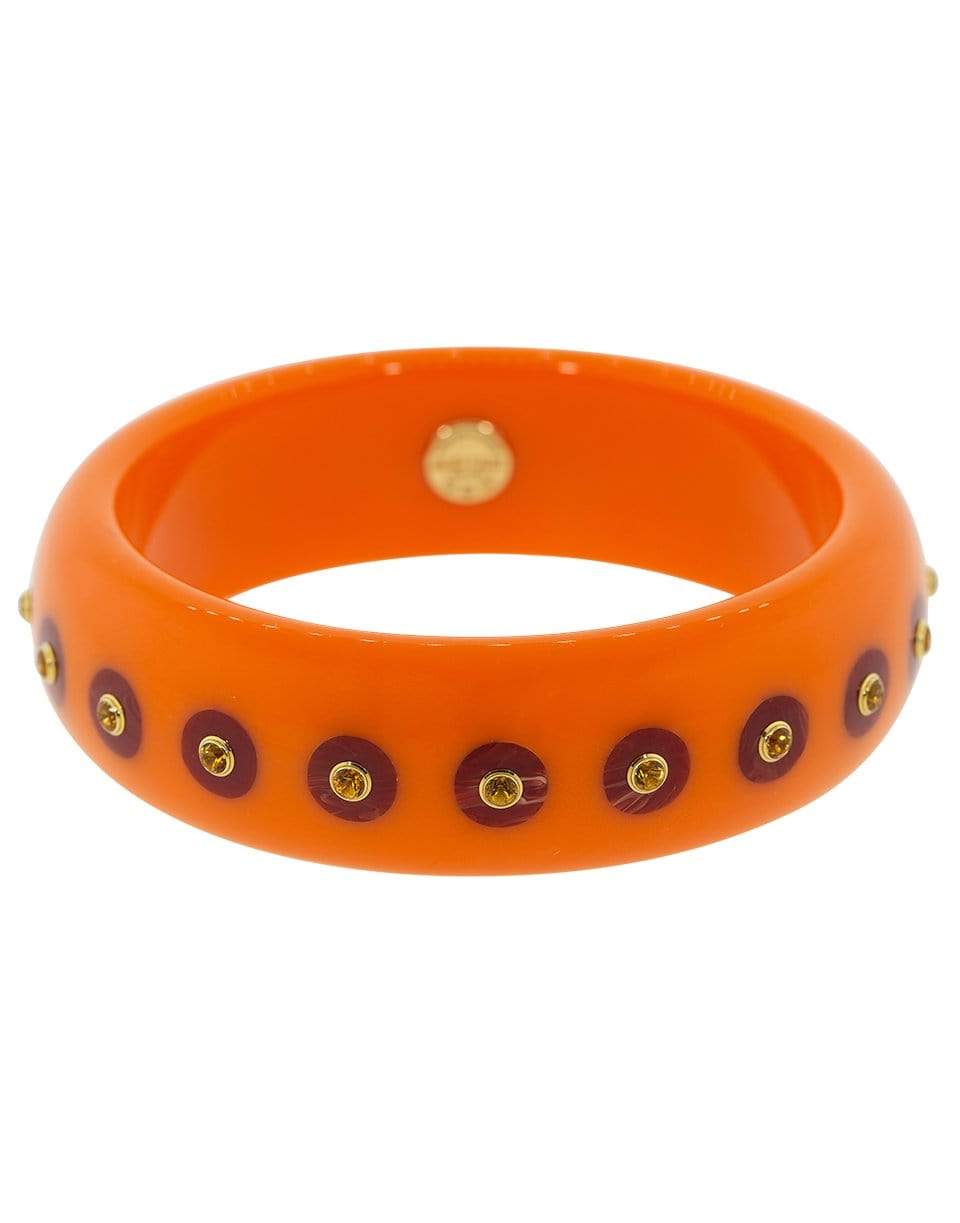 MARK DAVIS-Citrine Orange and Burgundy Bakelite Bangle-YELLOW GOLD