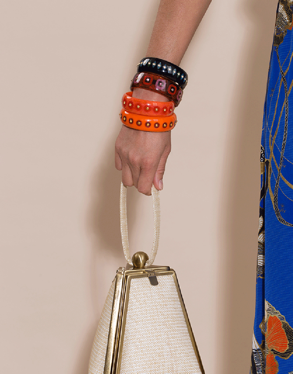 MARK DAVIS-Citrine Orange and Red Bakelite Bangle-YELLOW GOLD