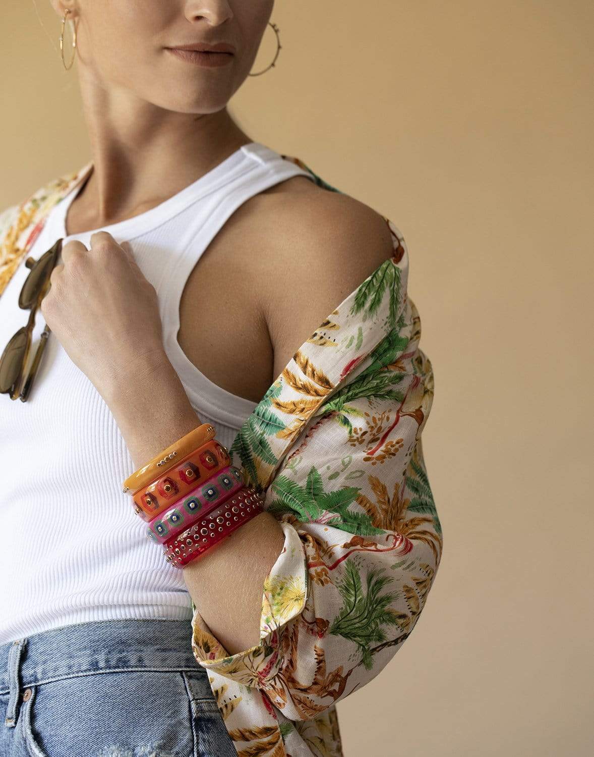 MARK DAVIS-Citrine Orange Bakelite Bangle-YELLOW GOLD