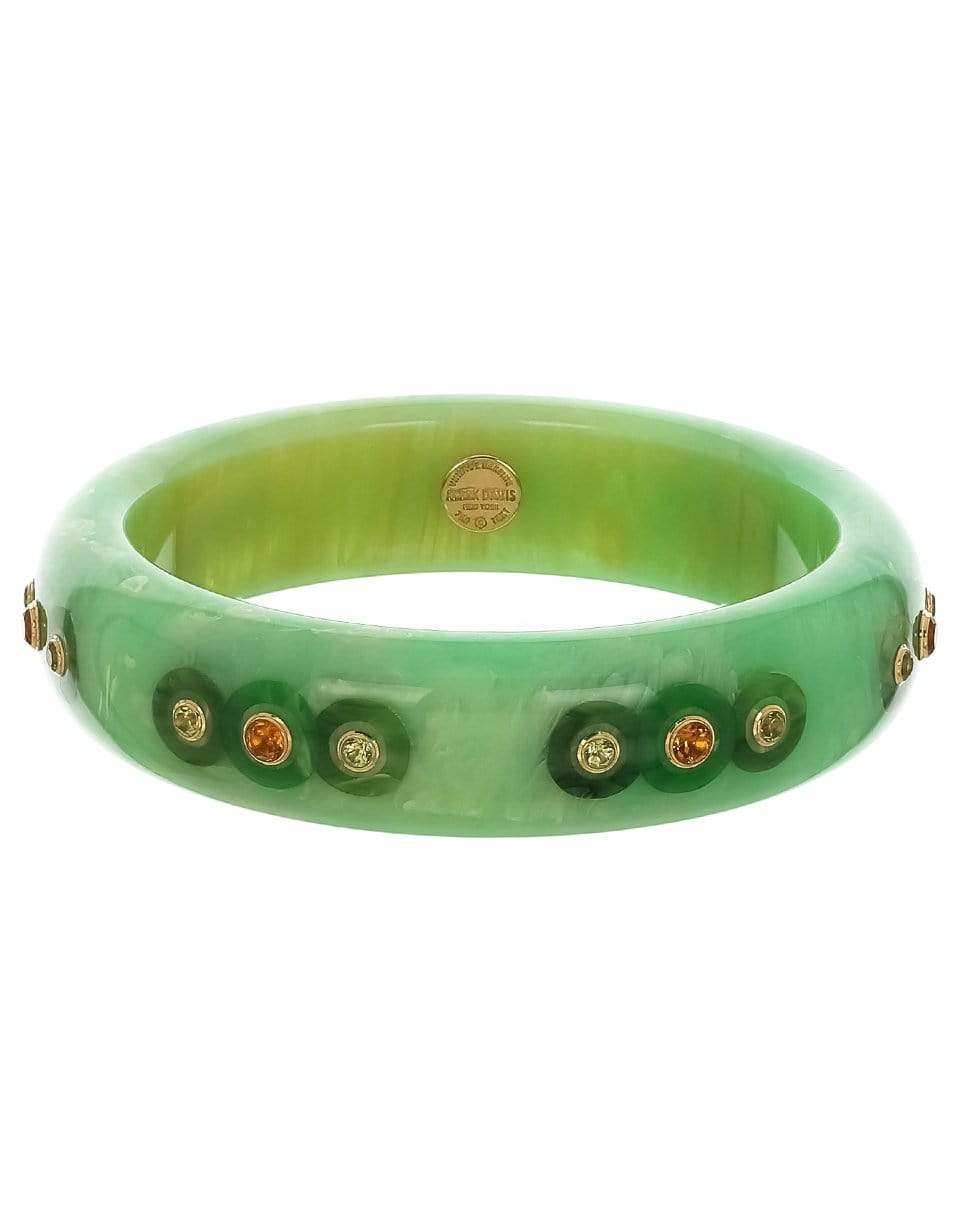 MARK DAVIS-Citrine & Peridot Green Bakelite Bangle-YELLOW GOLD