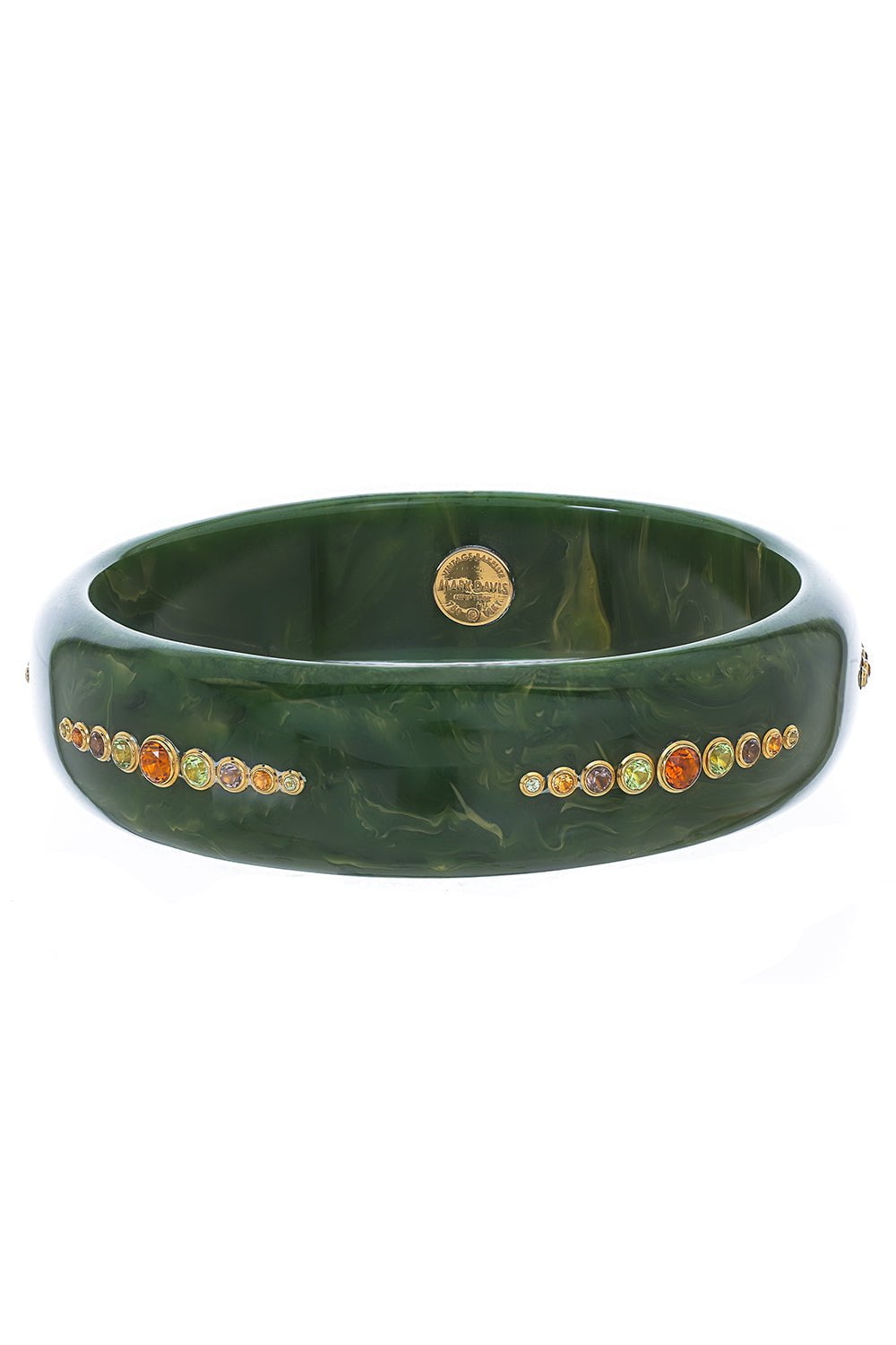 MARK DAVIS-Citrine Peridot Green Bakelite Bangle-YELLOW GOLD