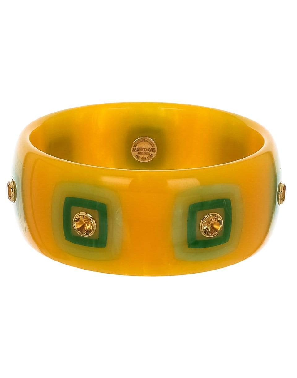 MARK DAVIS-Citrine Yellow & Green Bakelite Bangle-YELLOW GOLD