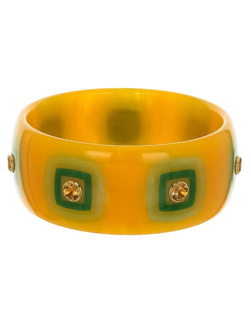 MARK DAVIS-Citrine Yellow & Green Bakelite Bangle-YELLOW GOLD