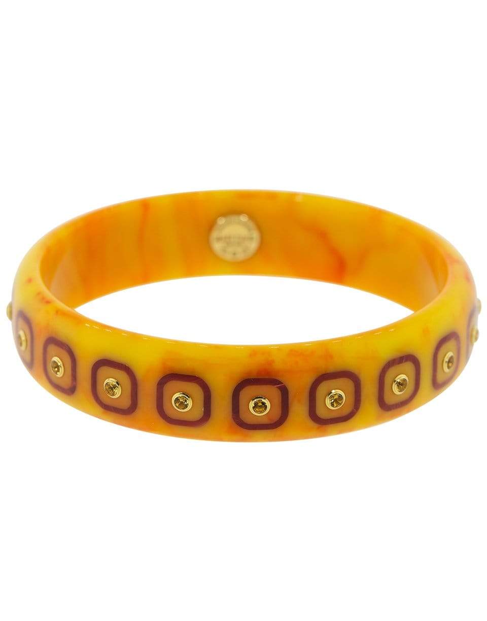MARK DAVIS-Citrine Yellow, Orange, and Burgundy Bakelite Bracelet-YELLOW GOLD