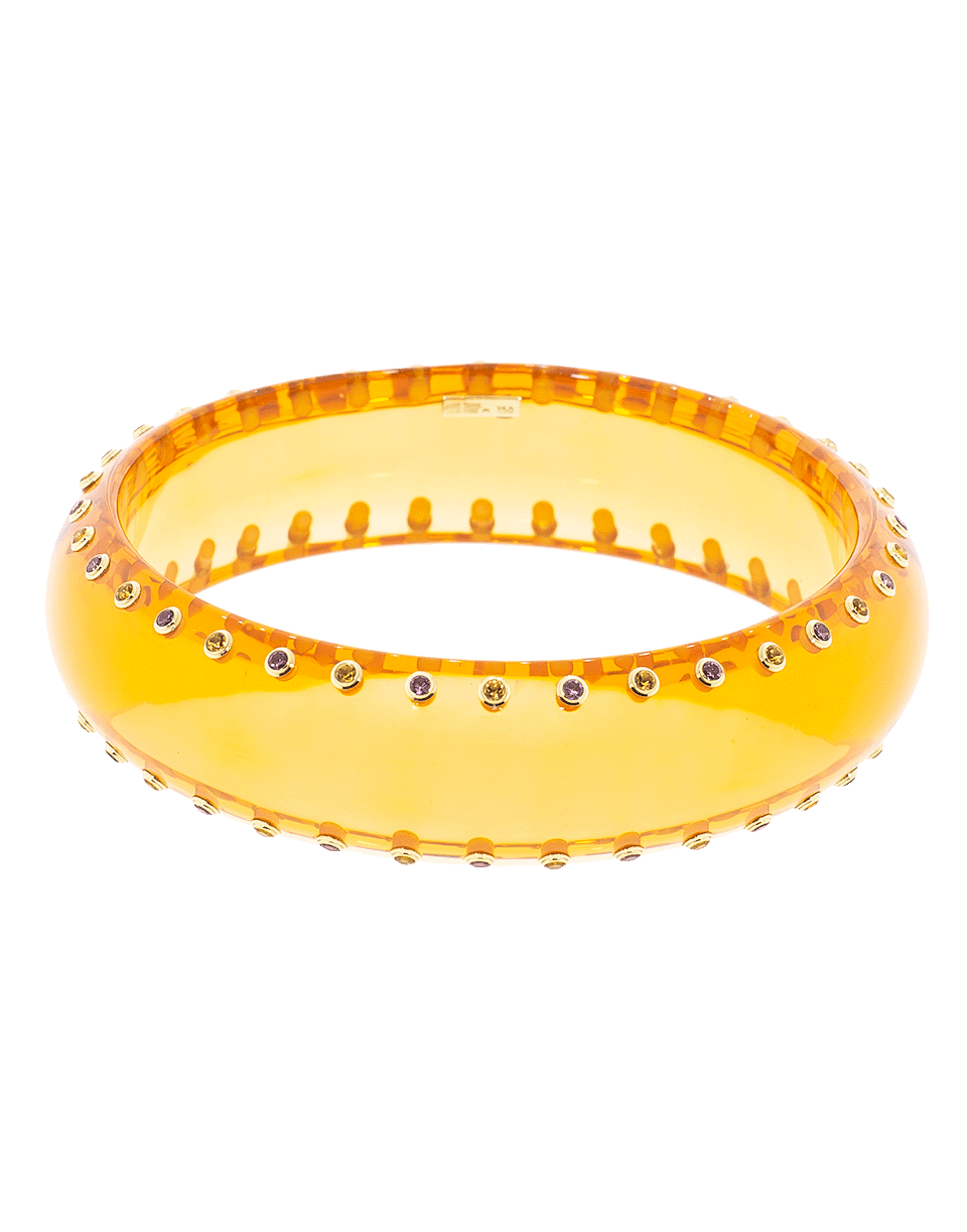 MARK DAVIS-Clear Orange Bakelite Bangle-YELLOW GOLD