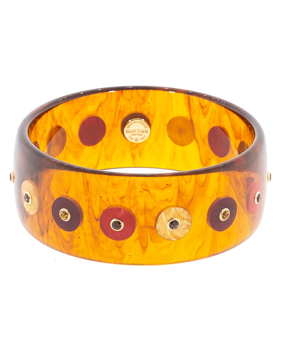 MARK DAVIS-Clear Tortoise and Burgundy Circles Bakelite Bangle-YELLOW GOLD