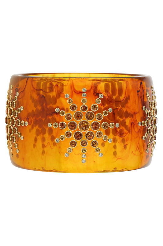 MARK DAVIS-Diamond Citrine Tortoise Bakelite Bangle-YELLOW GOLD